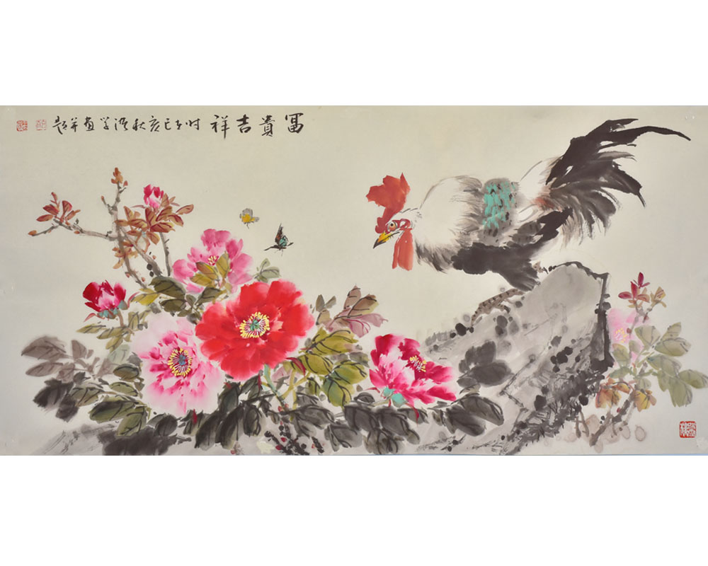 富贵吉祥-近期新作-玄谷画廊--玄谷花鸟画苑|王洪学花鸟作品|画家